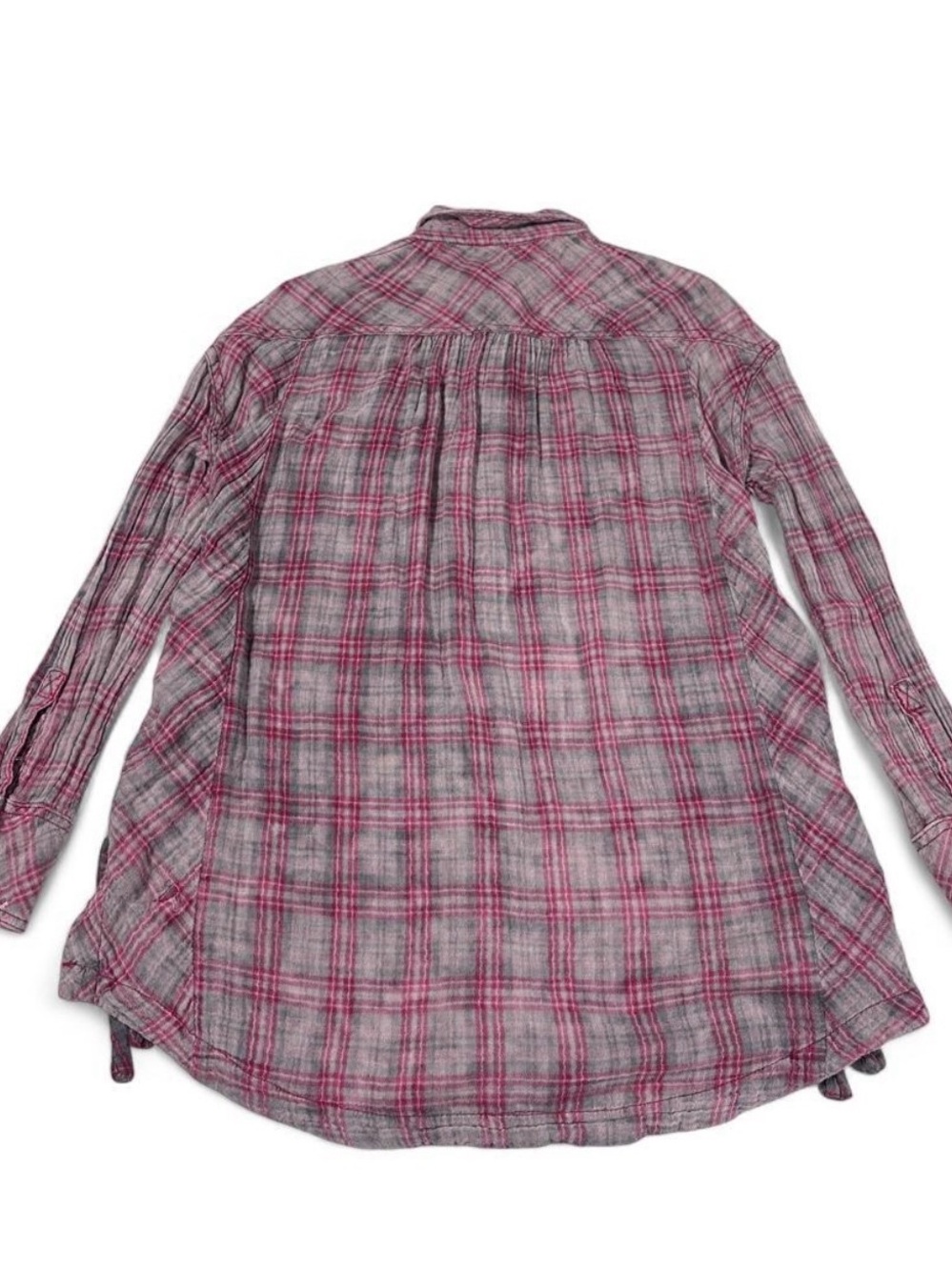 Free People Nordic Night Side Lace Up Plaid Gauze Shirt XS - Picture 7 of 7